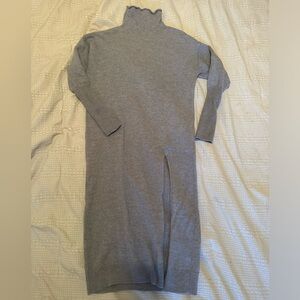 Aritzia Wilfred Wool sweater dress modified to have high slit and embroidery